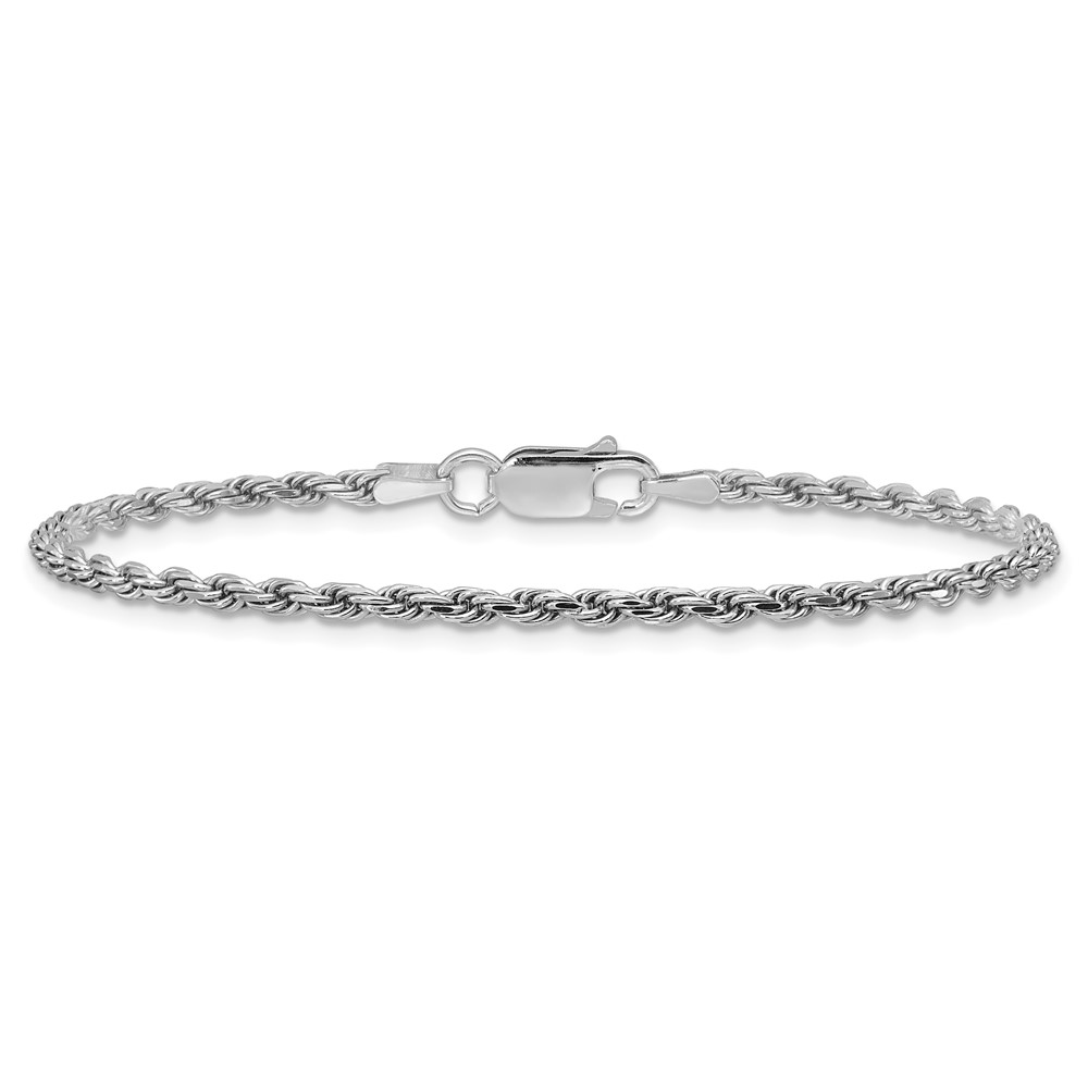 Sterling Silver Rhodium-plated 2.25mm Diamond-cut Rope Chain (QDC050R-9)