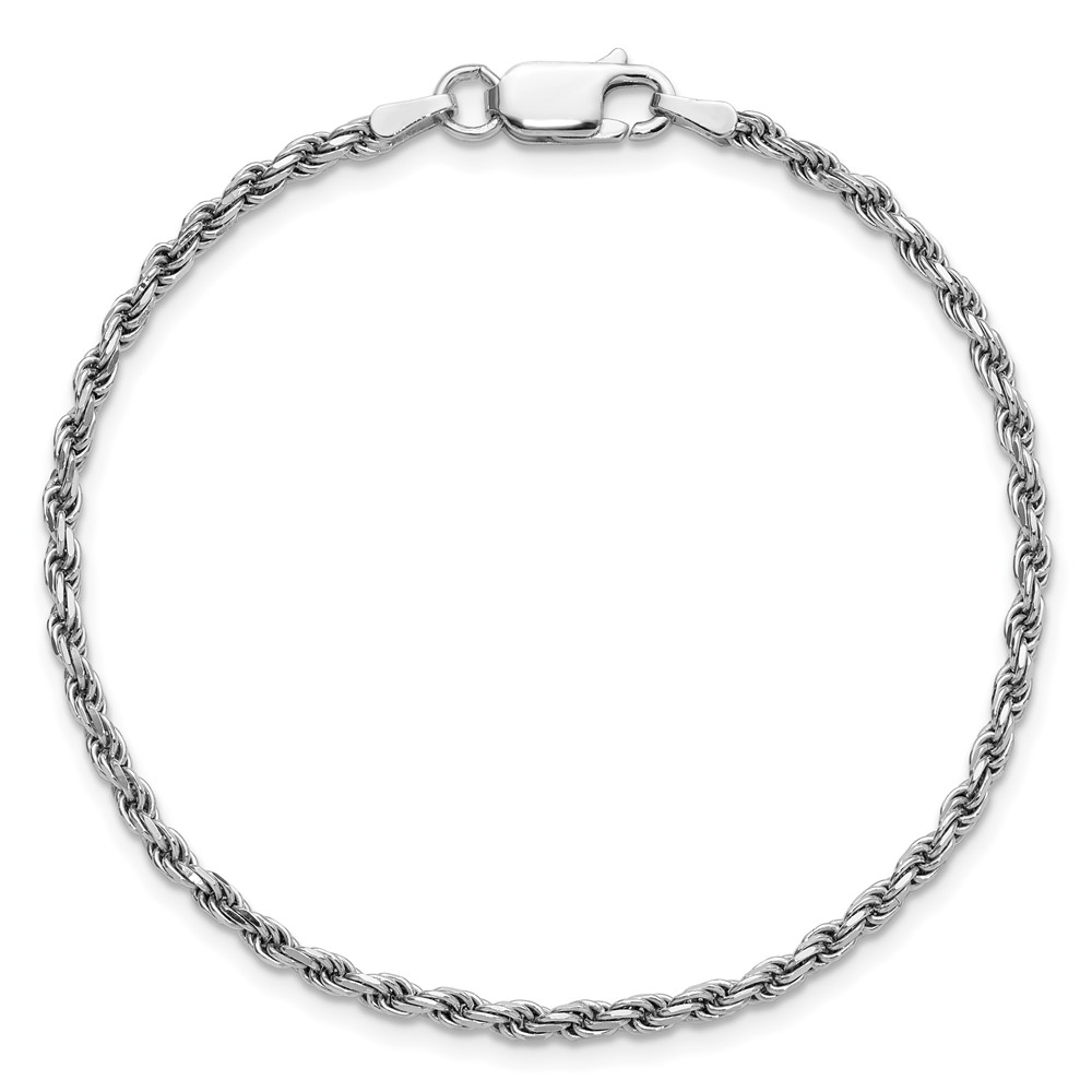 Sterling Silver Rhodium-plated 2.25mm Diamond-cut Rope Chain (QDC050R-9)