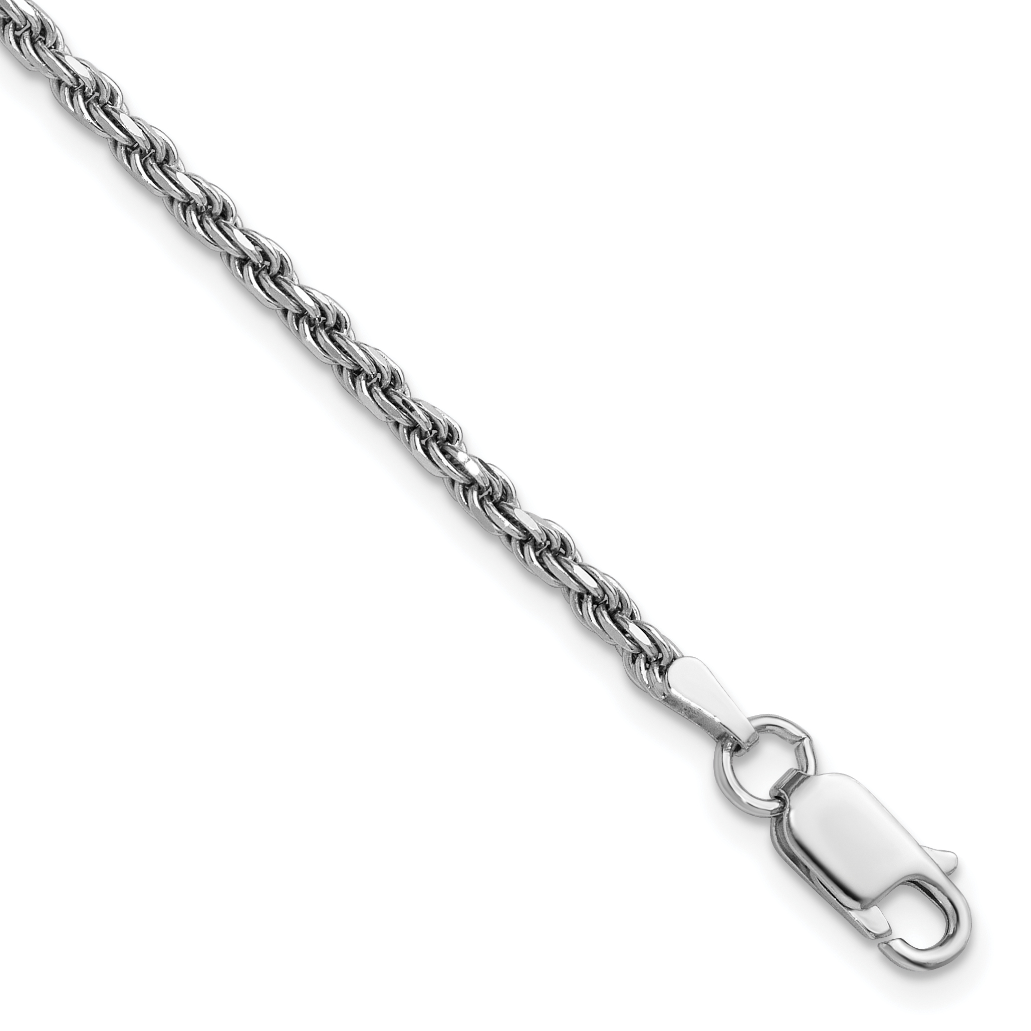 Sterling Silver Rhodium-plated 2.25mm Diamond-cut Rope Chain (QDC050R-9)