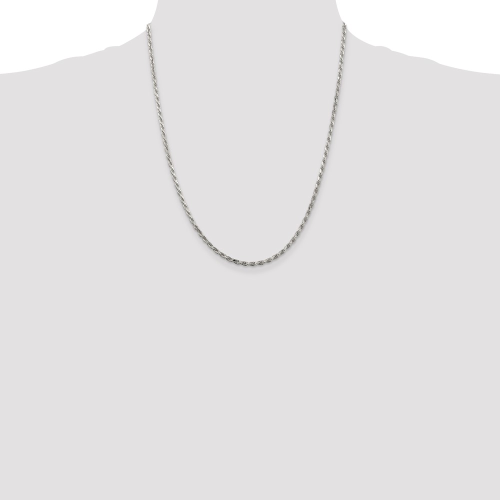 Sterling Silver 2.5mm Diamond-cut Rope Chain w/4in ext. (QDC055E-22)