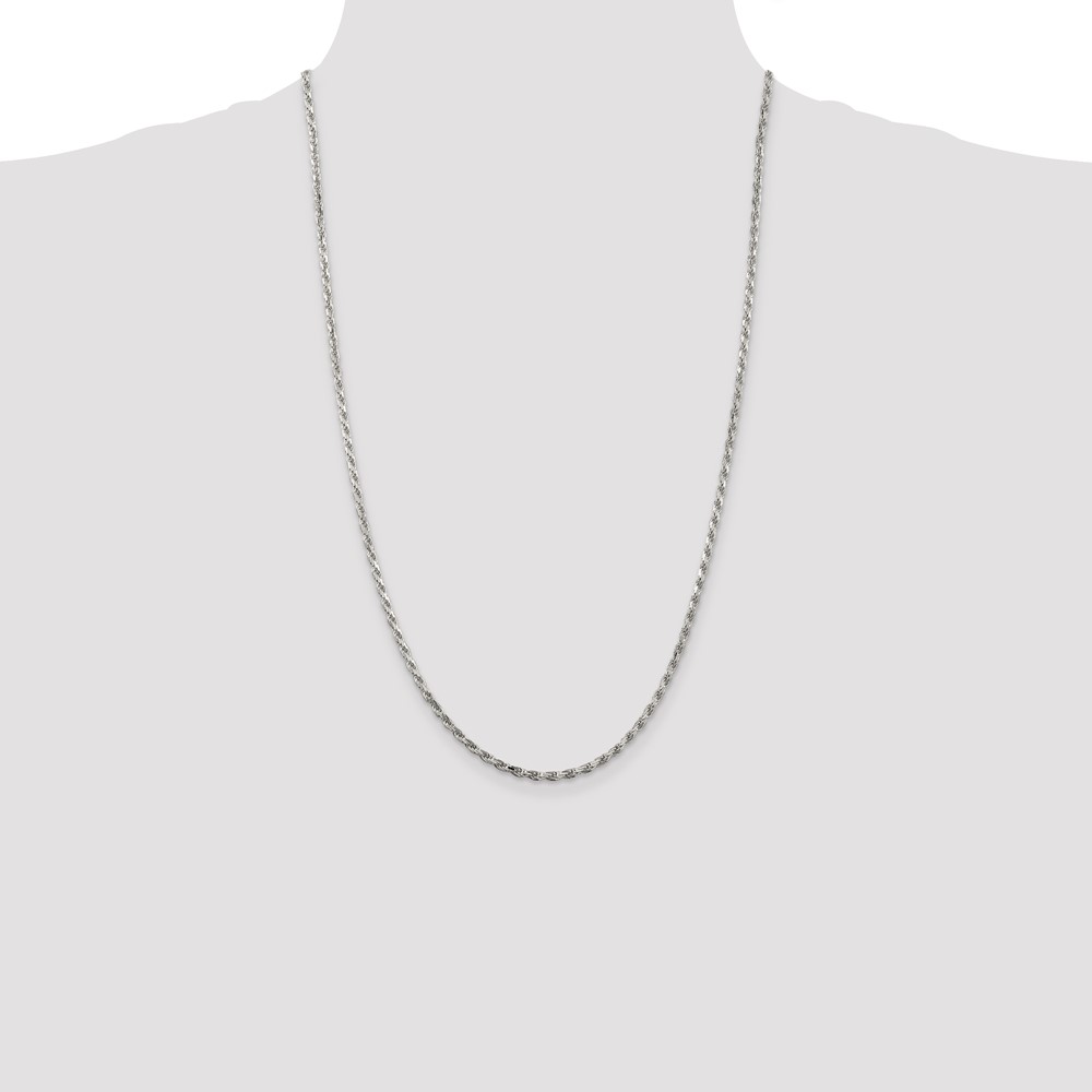 Sterling Silver 2.5mm Diamond-cut Rope Chain (QDC055-26)