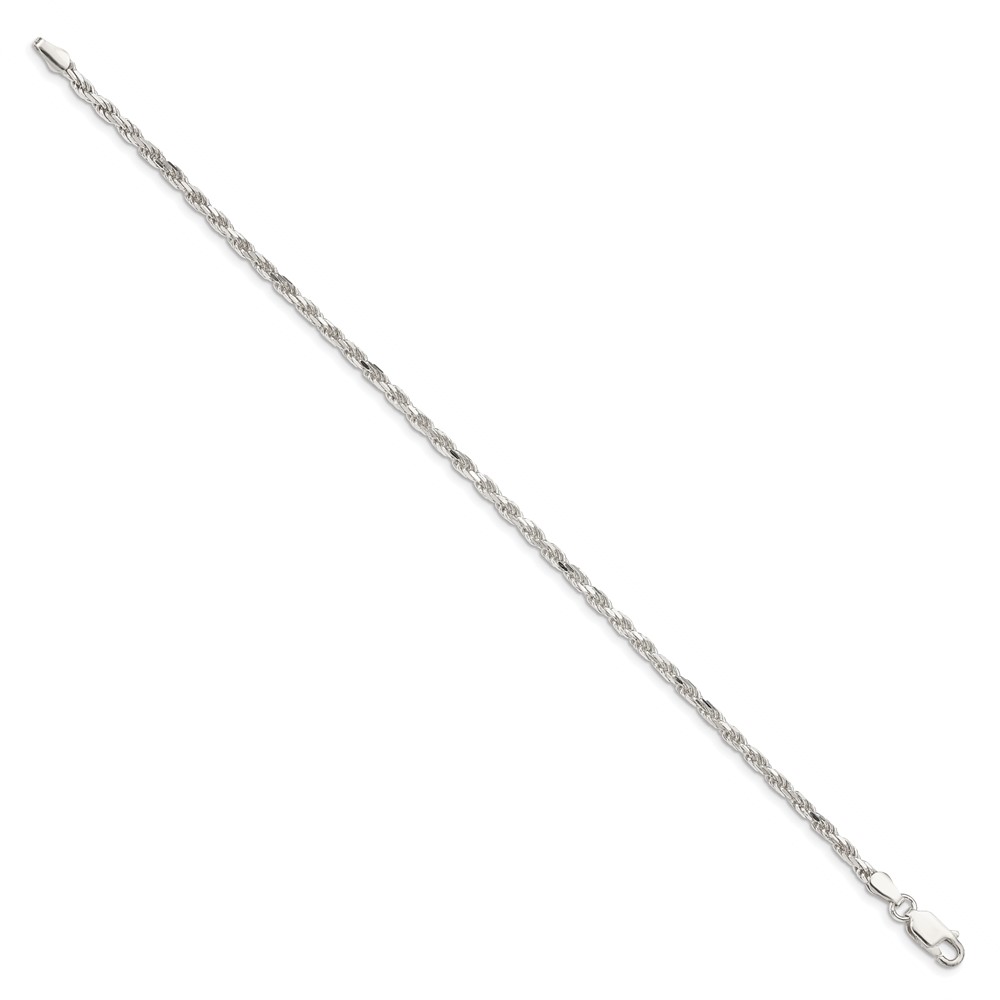 Sterling Silver 2.5mm Diamond-cut Rope Chain Anklet (QDC055-10)