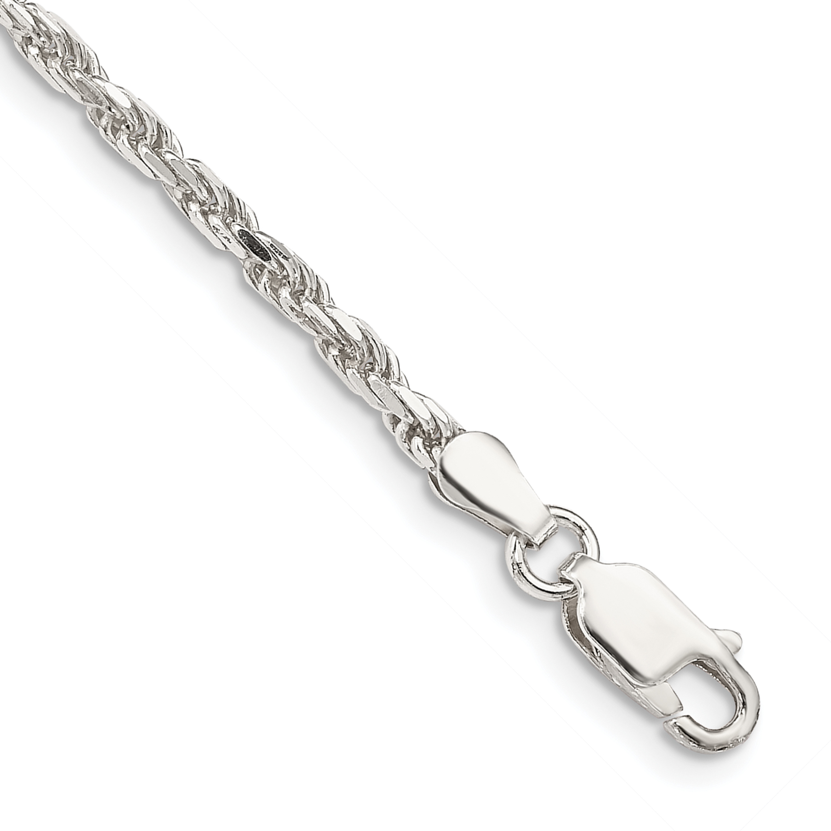 Sterling Silver 2.5mm Diamond-cut Rope Chain (QDC055-8)