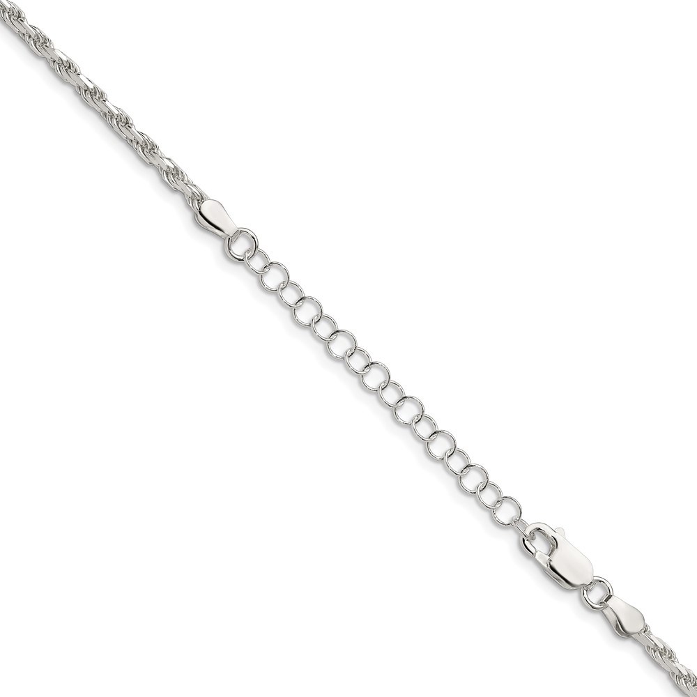 Sterling Silver 2.5mm Diamond-cut Rope Chain w/2in ext. (QDC055E-18)