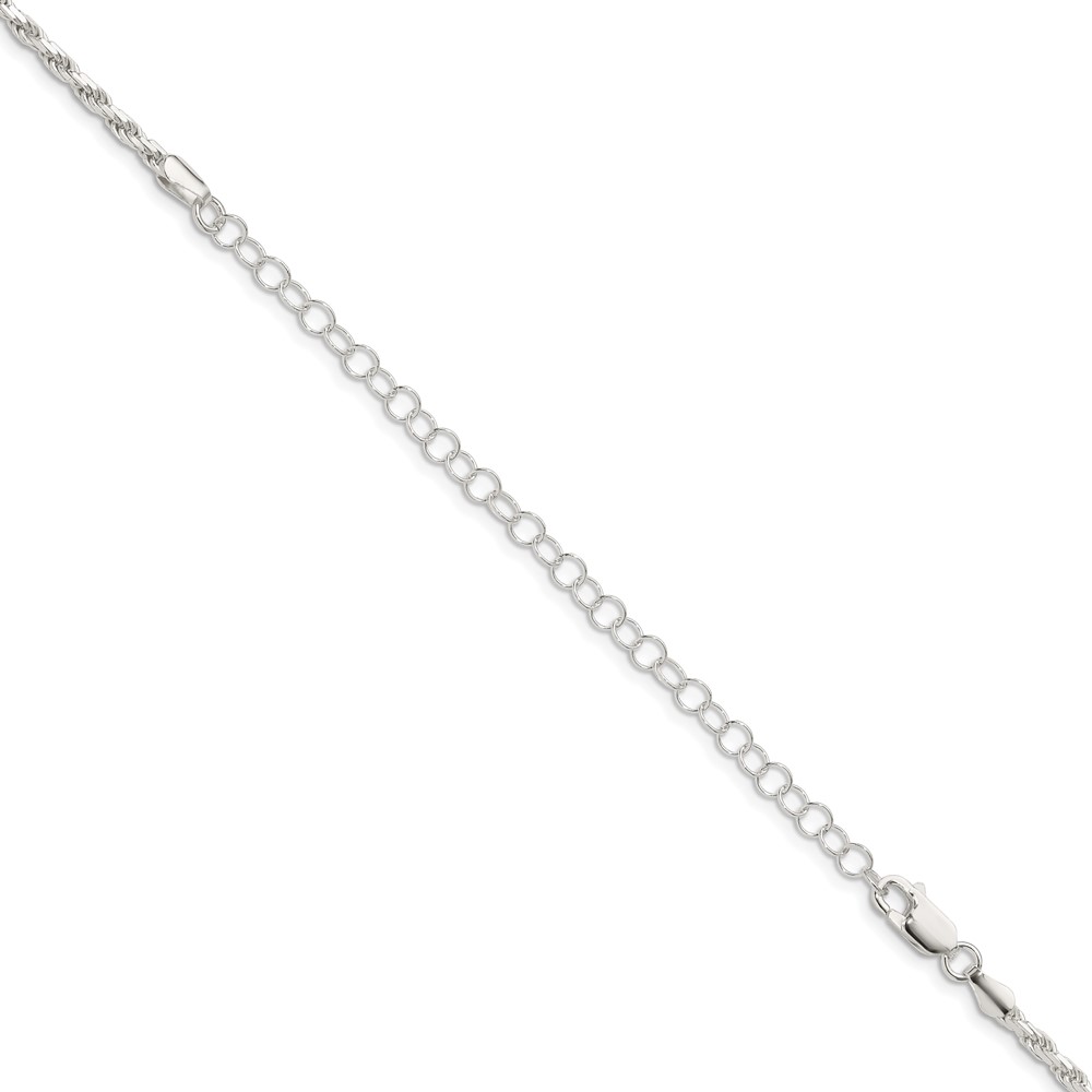 Sterling Silver 2.5mm Diamond-cut Rope Chain w/4in ext. (QDC055E-22)