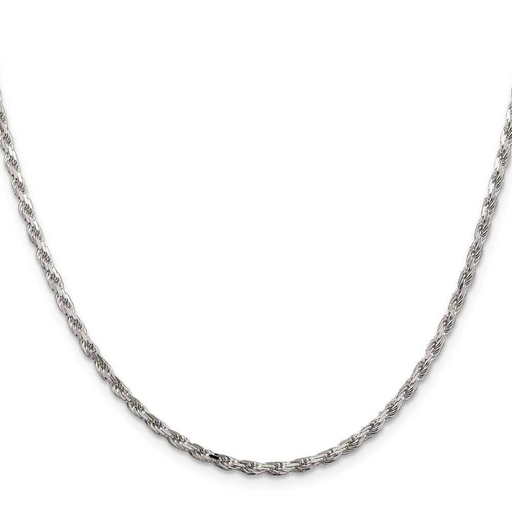 Sterling Silver Rhodium-plated 2.5mm Diamond-cut Rope Chain (QDC055R-26)