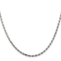 Sterling Silver Rhodium-plated 2.5mm Diamond-cut Rope Chain view 2