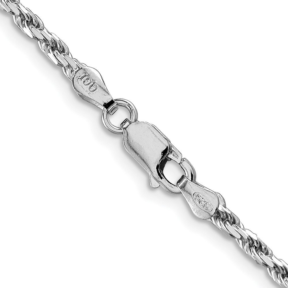Sterling Silver Rhodium-plated 2.5mm Diamond-cut Rope Chain (QDC055R-26)