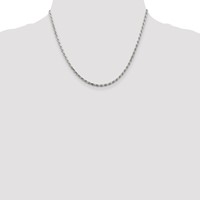 Sterling Silver Rhodium-plated 2.5mm Diamond-cut Rope Chain view 4
