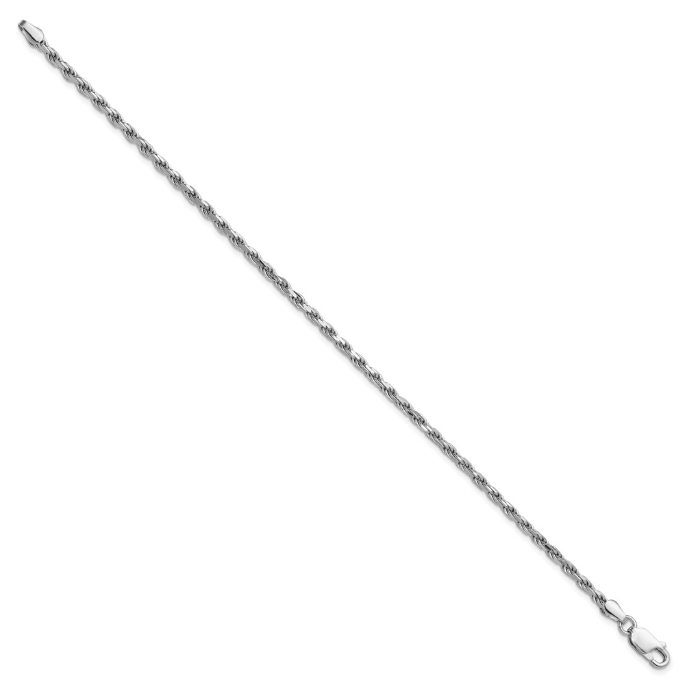 Sterling Silver Rhodium-plated 2.5mm Diamond-cut Rope Chain (QDC055R-10)