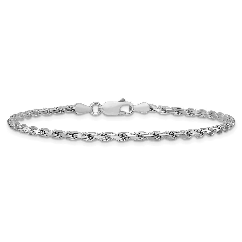 Sterling Silver Rhodium-plated 2.5mm Diamond-cut Rope Chain (QDC055R-10)