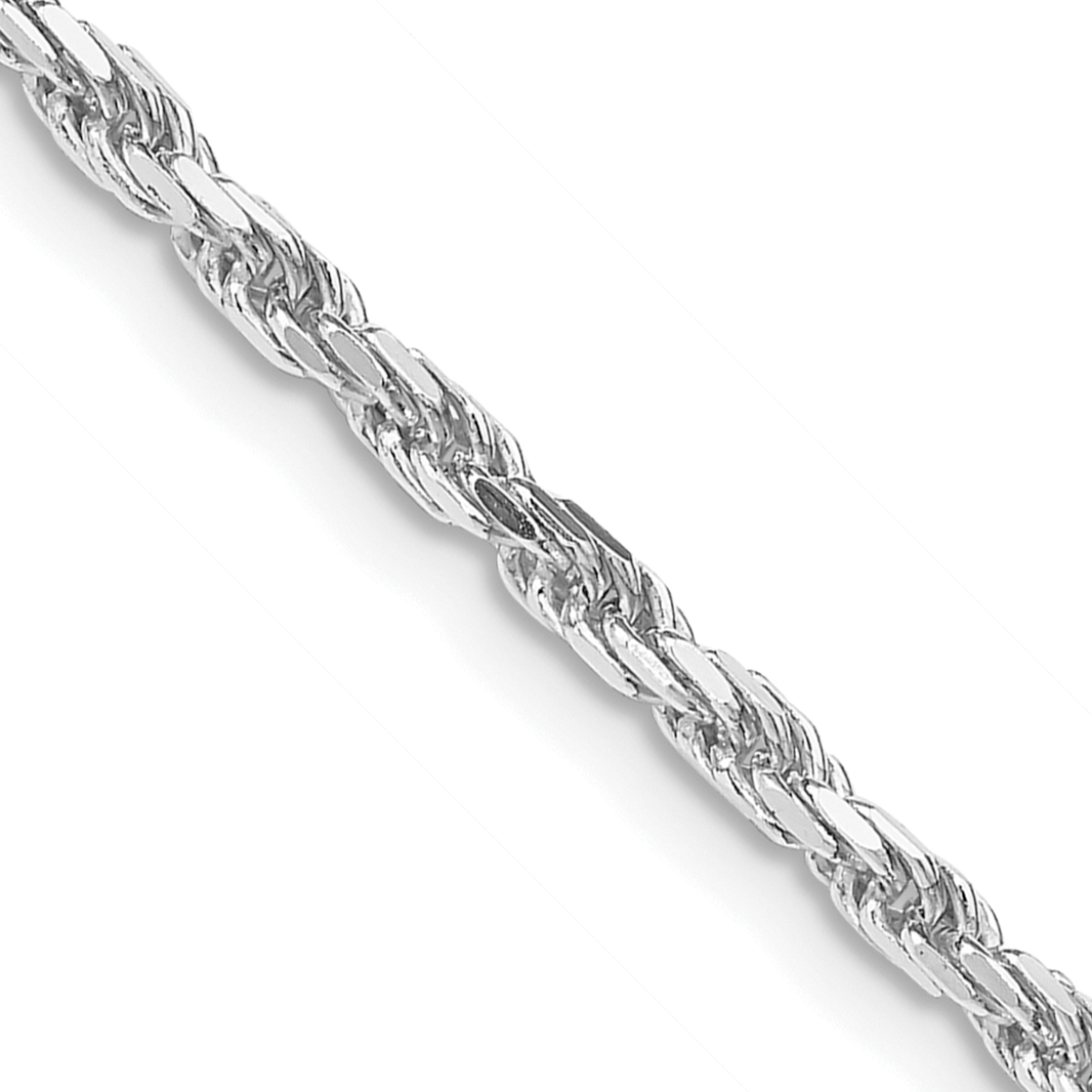 Sterling Silver Rhodium-plated 2.5mm Diamond-cut Rope Chain (QDC055R-18)