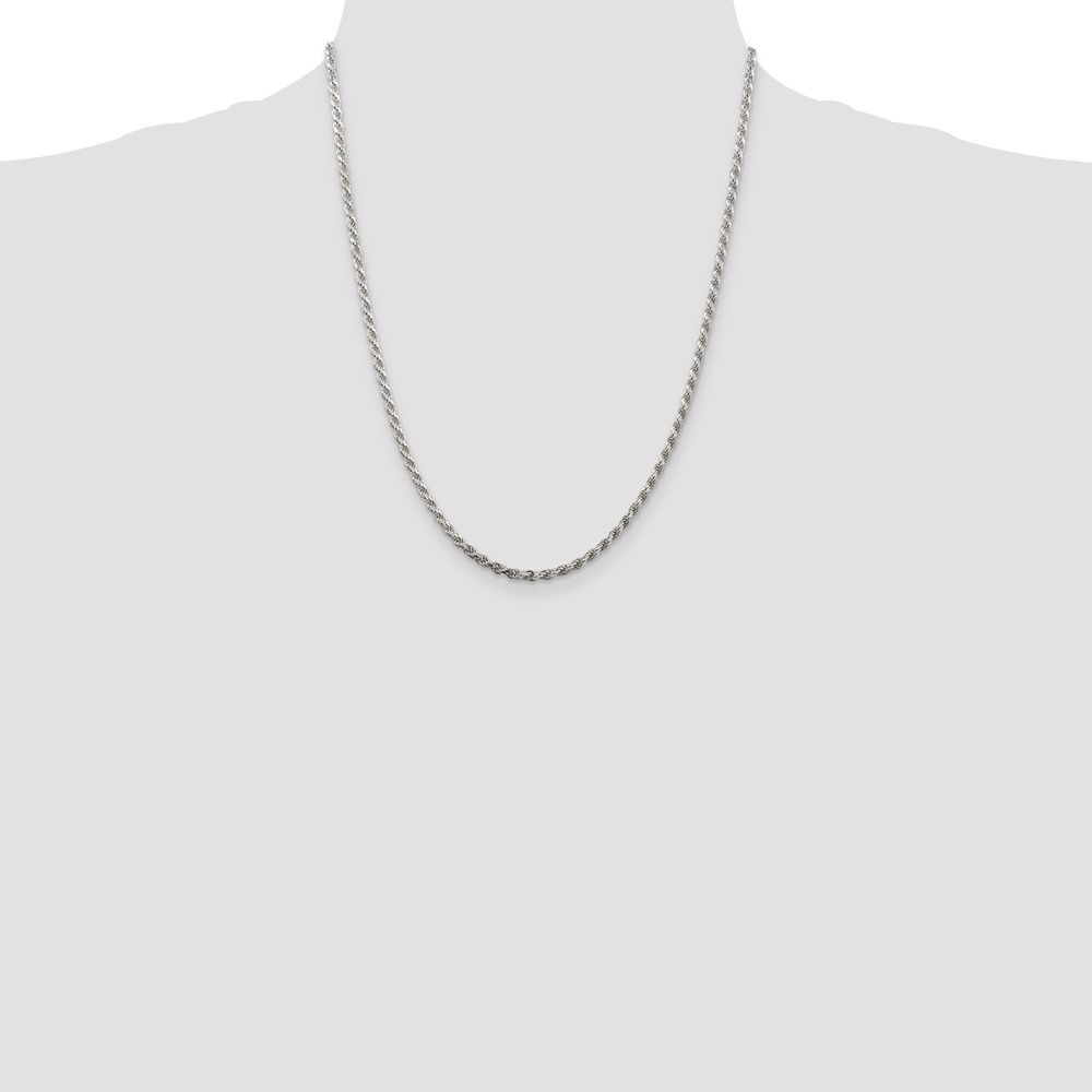 Sterling Silver 2.75mm Diamond-cut Rope Chain w/4in ext. (QDC060E-22)
