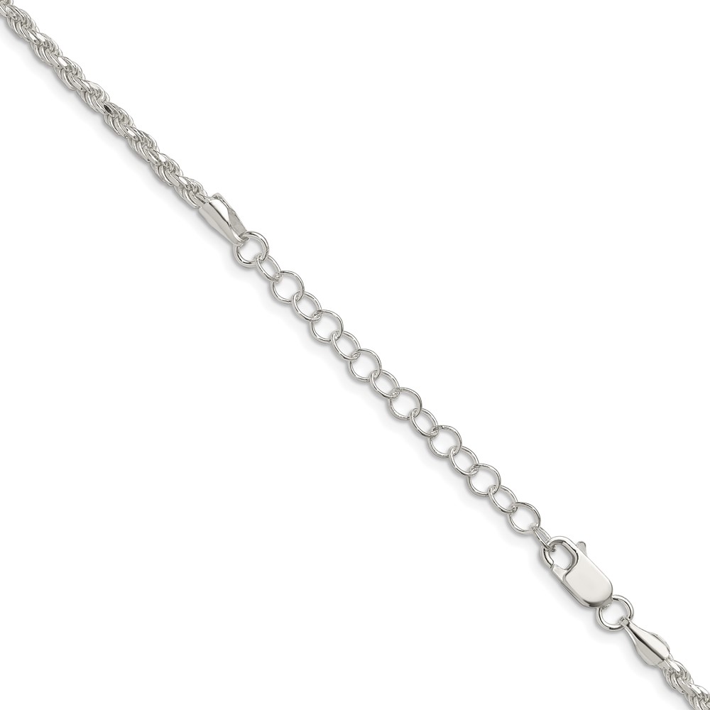 Sterling Silver 2.75mm Diamond-cut Rope Chain w/2in ext. (QDC060E-18)