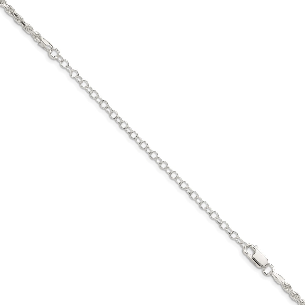 Sterling Silver 2.75mm Diamond-cut Rope Chain w/4in ext. (QDC060E-22)