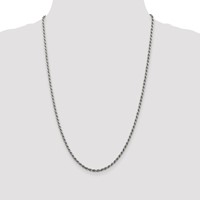 Sterling Silver Rhodium-plated 2.75mm Diamond-cut Rope Chain view 2