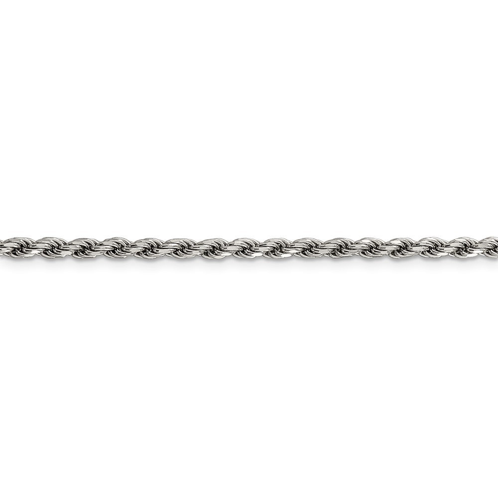 Sterling Silver Rhodium-plated 2.75mm Diamond-cut Rope Chain (QDC060R-30)