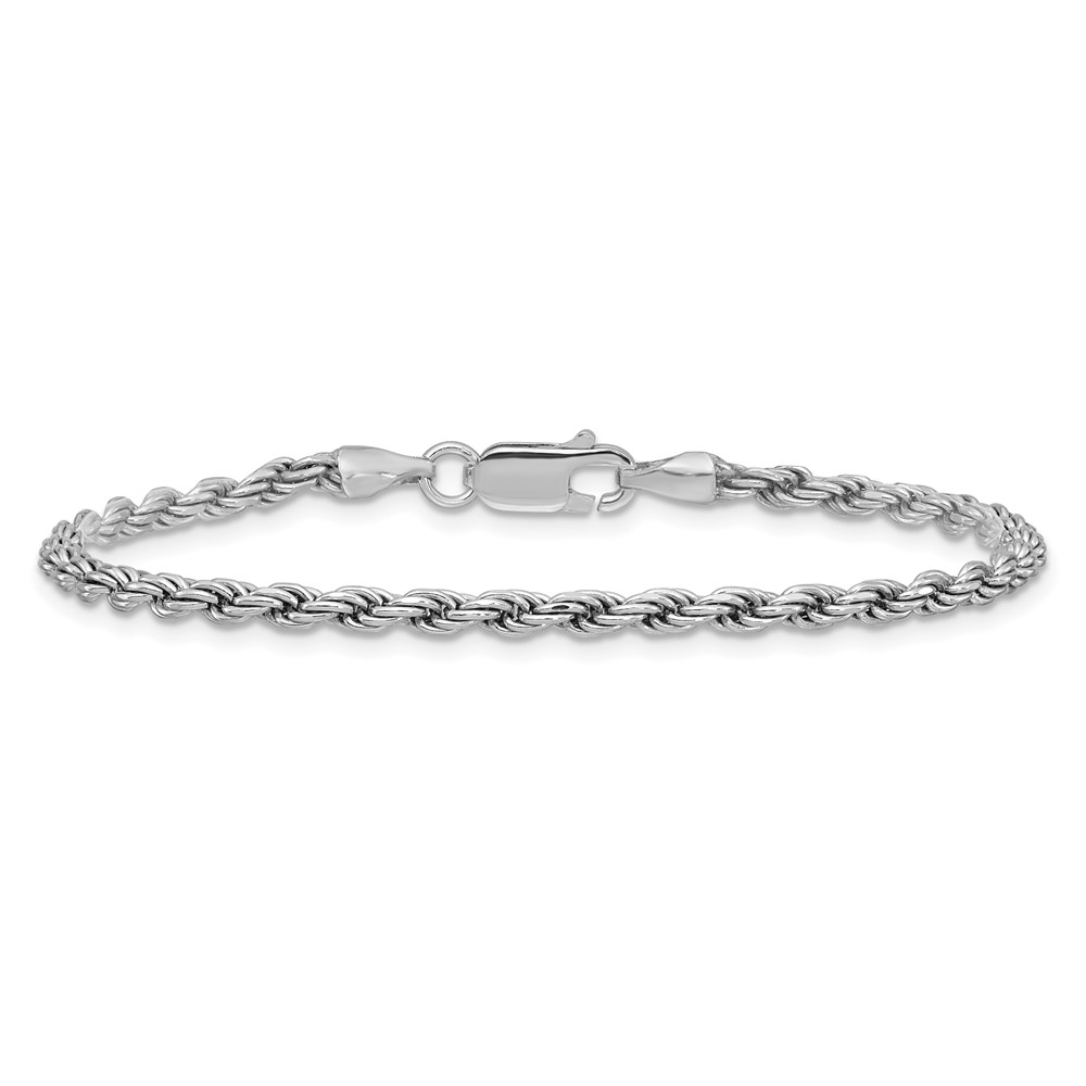 Sterling Silver Rhodium-plated 2.75mm Diamond-cut Rope Chain (QDC060R-8)