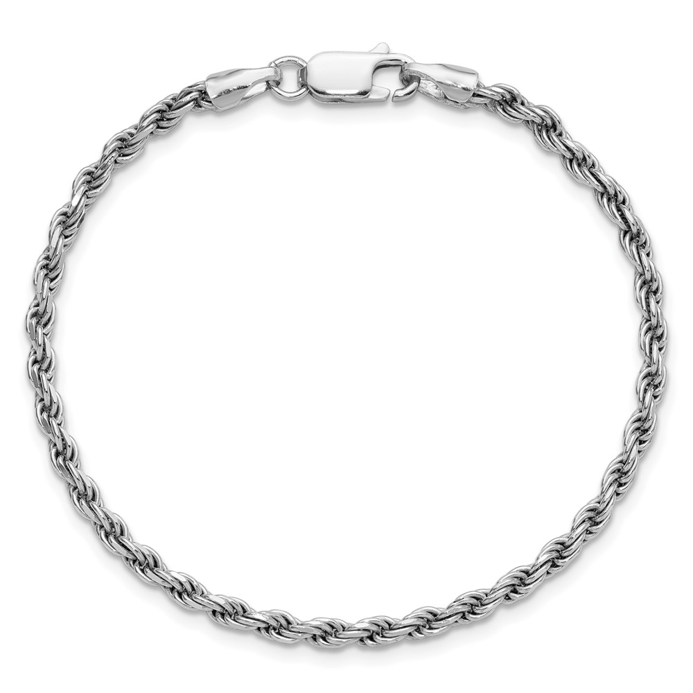 Sterling Silver Rhodium-plated 2.75mm Diamond-cut Rope Chain (QDC060R-8)