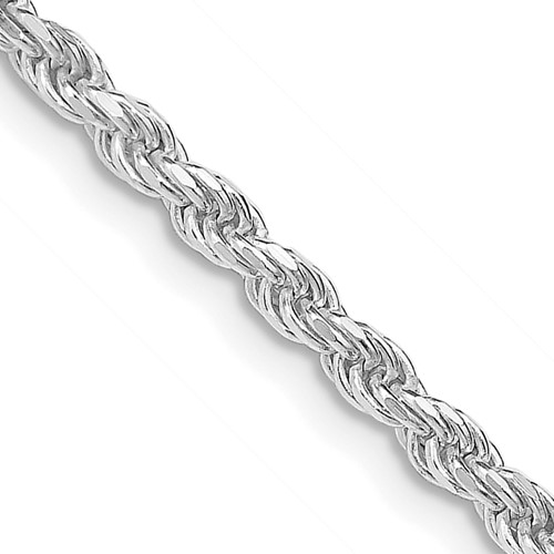 Sterling Silver Rhodium-plated 2.75mm Diamond-cut Rope Chain