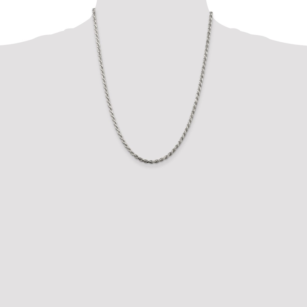 Sterling Silver 3.2mm Diamond-cut Rope Chain (QDC070-22)
