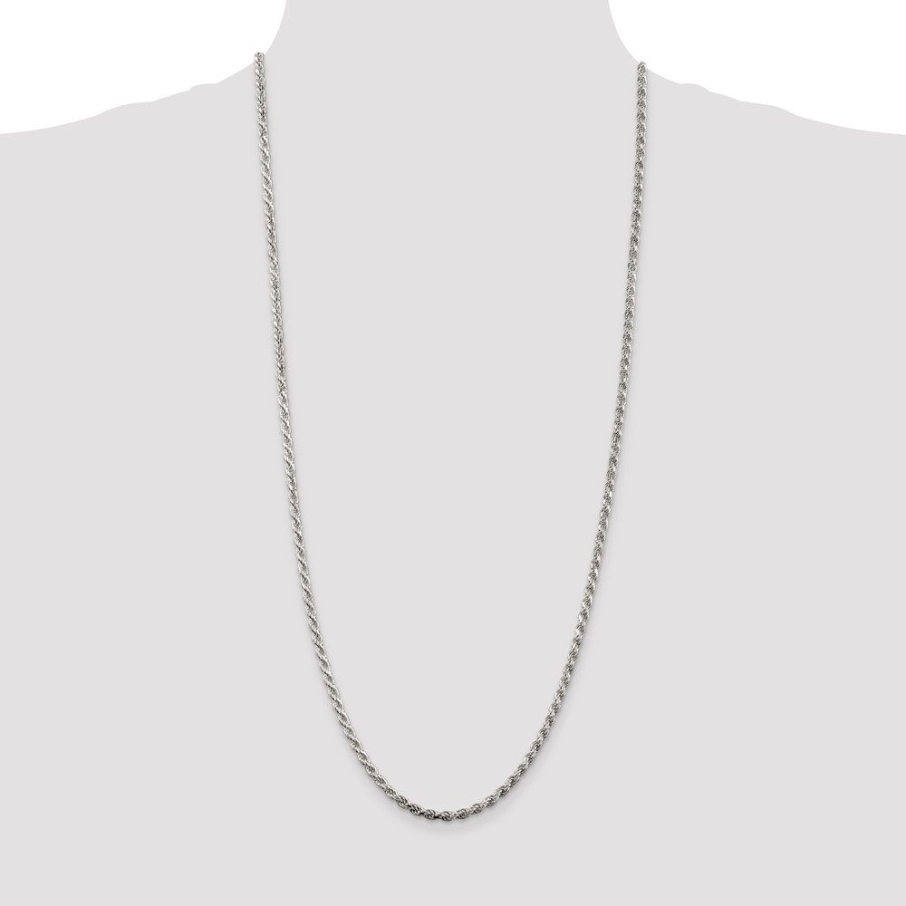 Sterling Silver 3.2mm Diamond-cut Rope Chain (QDC070-30)