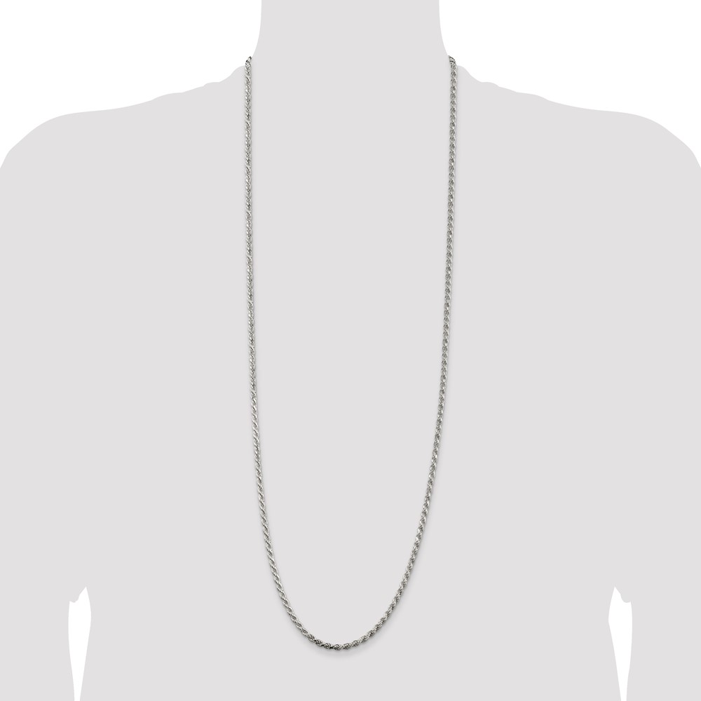 Sterling Silver 3.2mm Diamond-cut Rope Chain (QDC070-36)