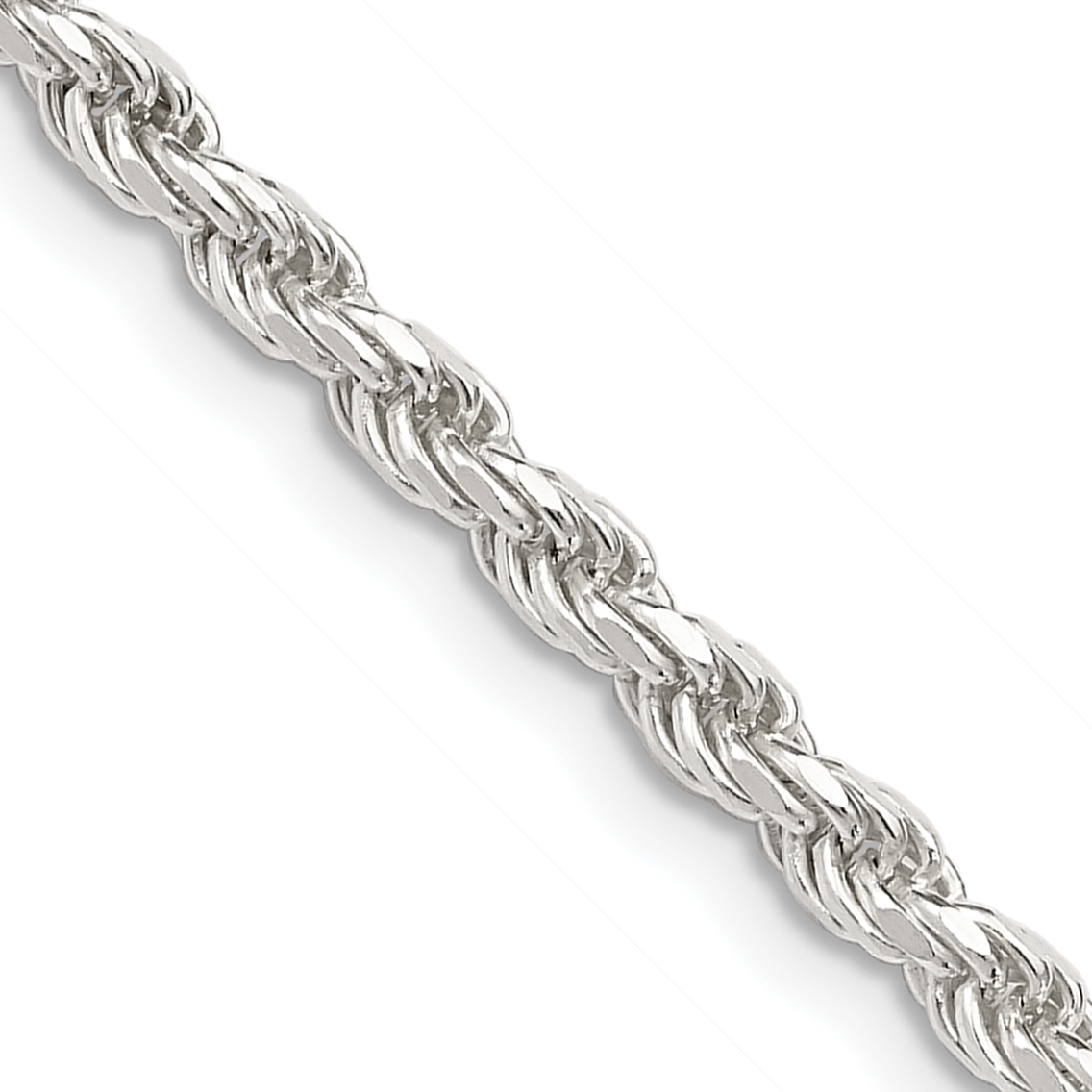 Sterling Silver 3.2mm Diamond-cut Rope Chain (QDC070-18)