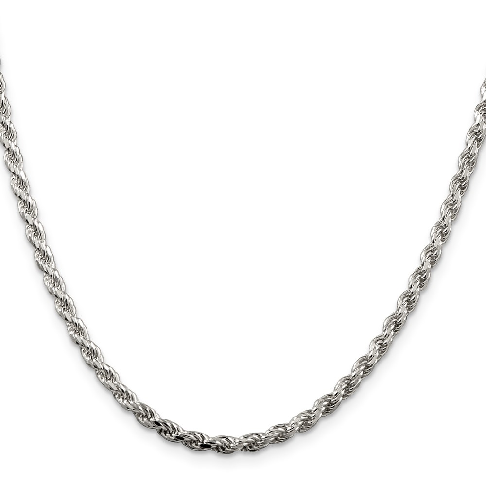 Sterling Silver Rhodium-plated 3.2mm Diamond-cut Rope Chain (QDC070R-22)
