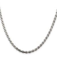 Sterling Silver Rhodium-plated 3.2mm Diamond-cut Rope Chain view 2