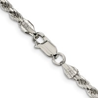 Sterling Silver Rhodium-plated 3.2mm Diamond-cut Rope Chain view 3