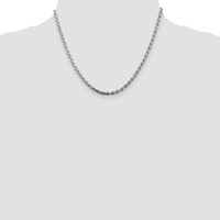 Sterling Silver Rhodium-plated 3.2mm Diamond-cut Rope Chain view 4