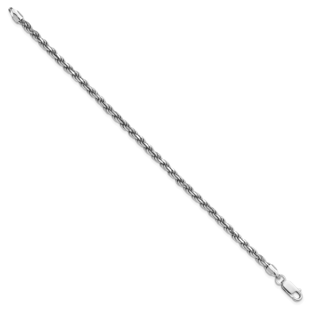 Sterling Silver Rhodium-plated 3.2mm Diamond-cut Rope Chain (QDC070R-9)