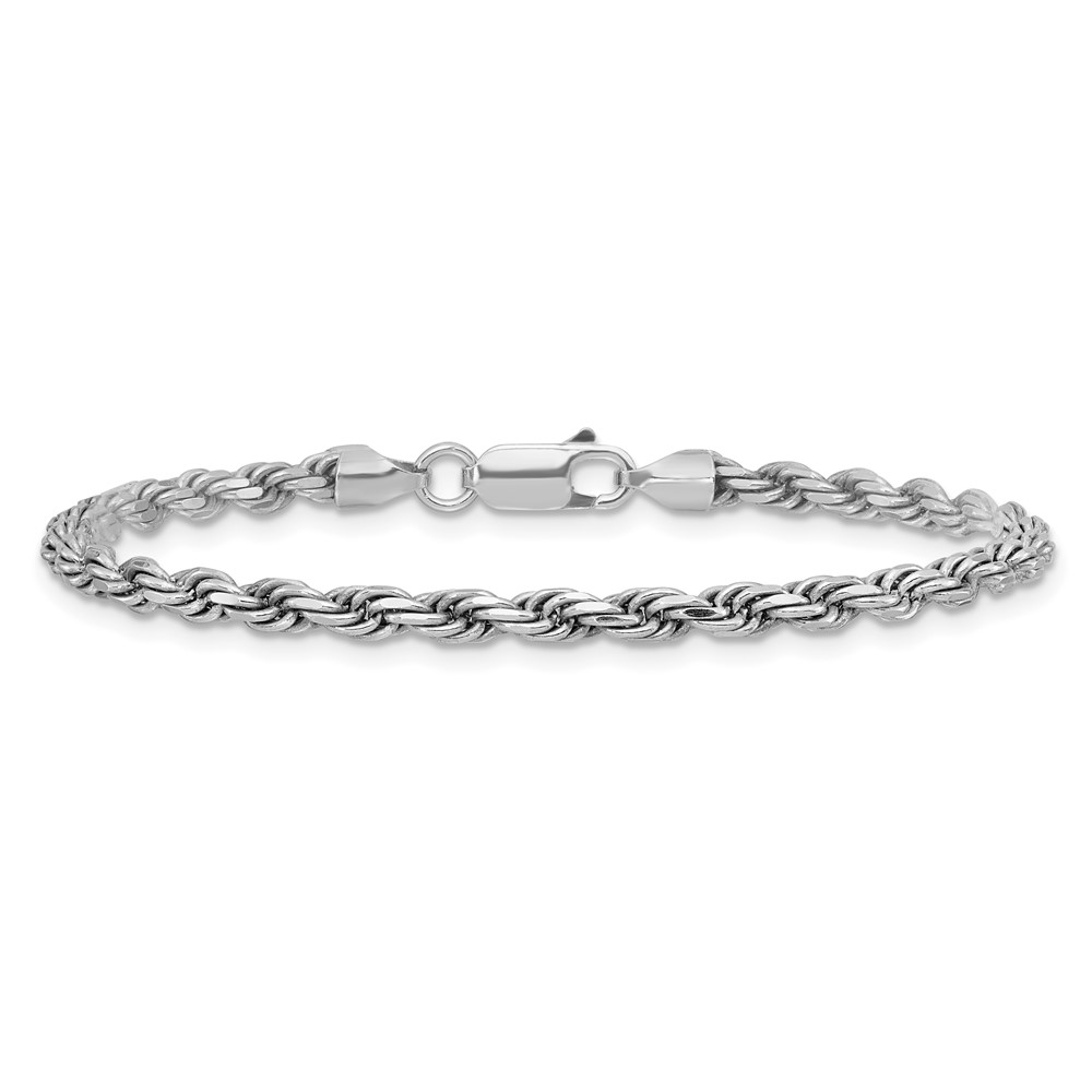 Sterling Silver Rhodium-plated 3.2mm Diamond-cut Rope Chain (QDC070R-9)