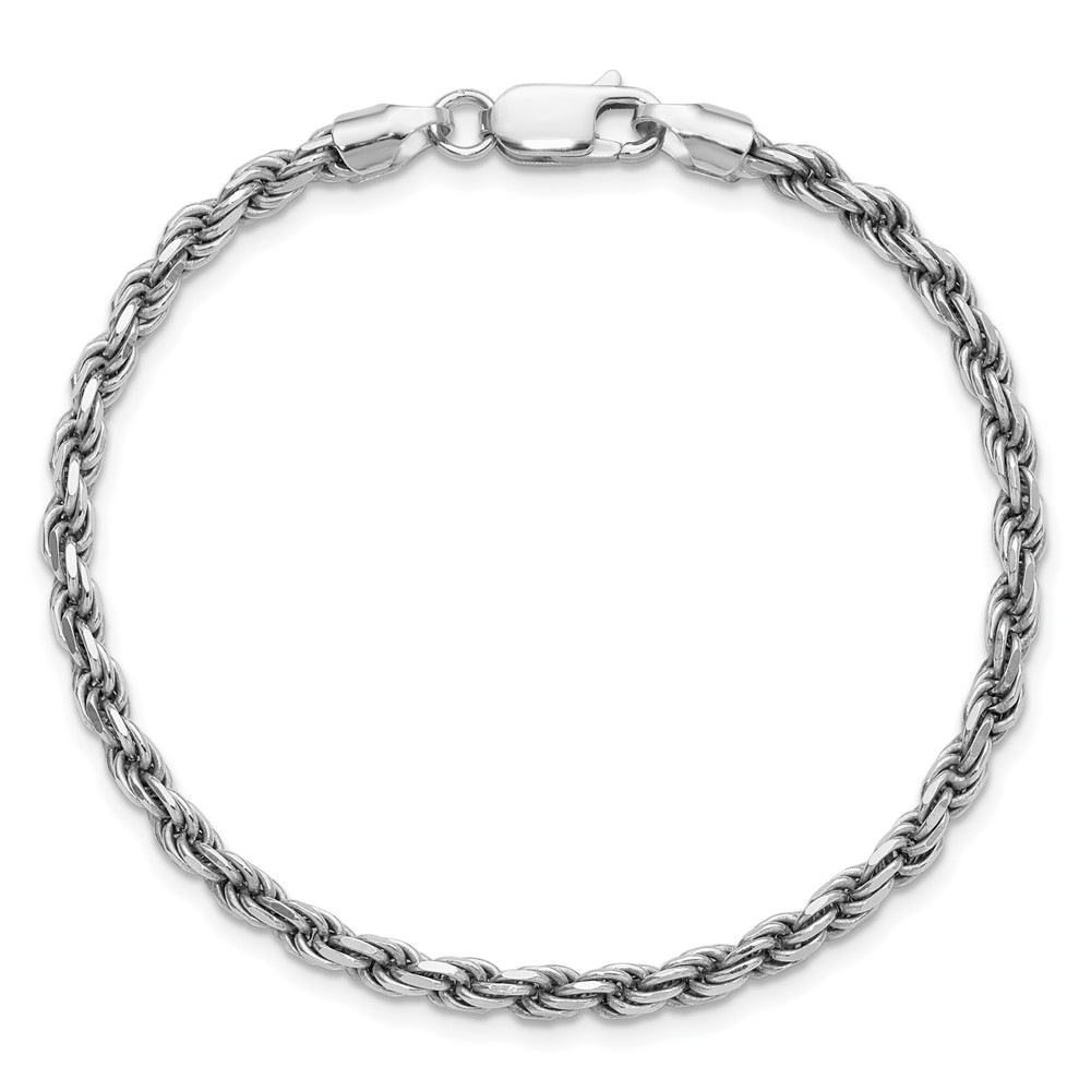 Sterling Silver Rhodium-plated 3.2mm Diamond-cut Rope Chain (QDC070R-9)