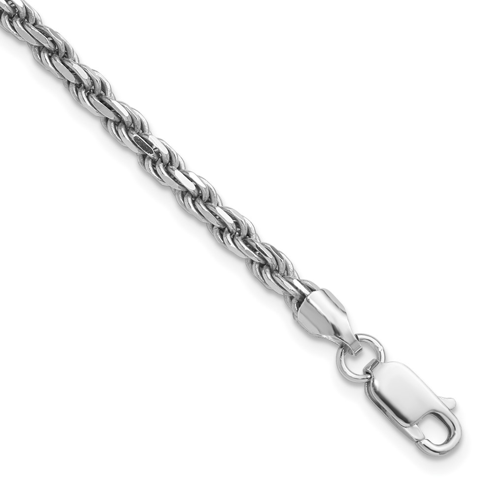 Sterling Silver Rhodium-plated 3.2mm Diamond-cut Rope Chain (QDC070R-10)