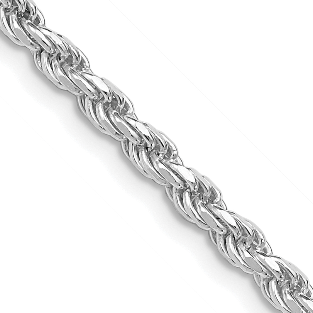 Sterling Silver Rhodium-plated 3.2mm Diamond-cut Rope Chain (QDC070R-18)