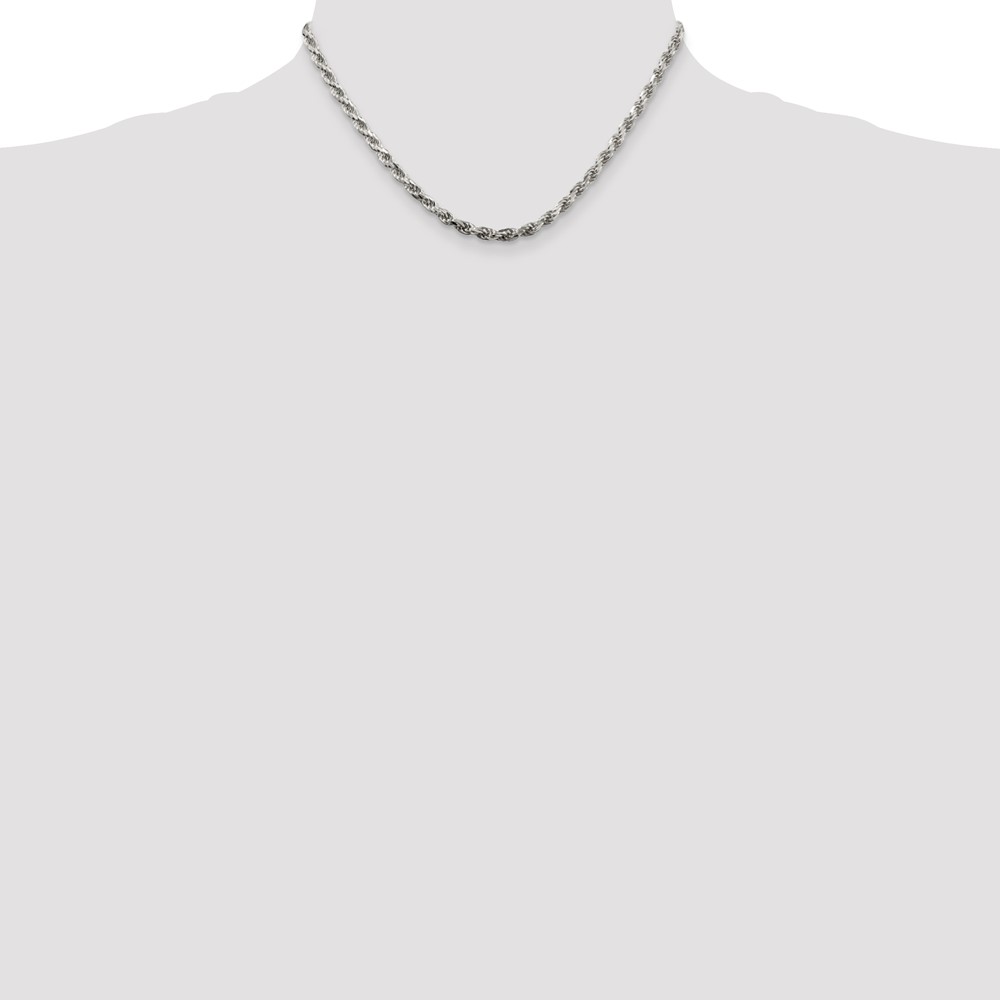 Sterling Silver 3.75mm Diamond-cut Rope Chain (QDC080-16)