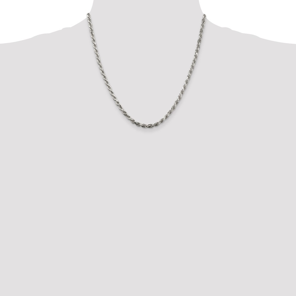 Sterling Silver 3.75mm Diamond-cut Rope Chain (QDC080-20)