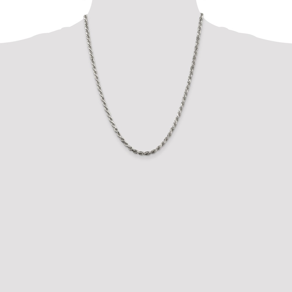 Sterling Silver 3.75mm Diamond-cut Rope Chain (QDC080-22)