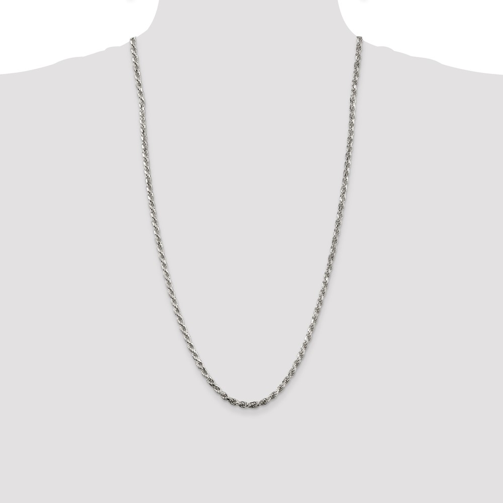 Sterling Silver 3.75mm Diamond-cut Rope Chain (QDC080-28)
