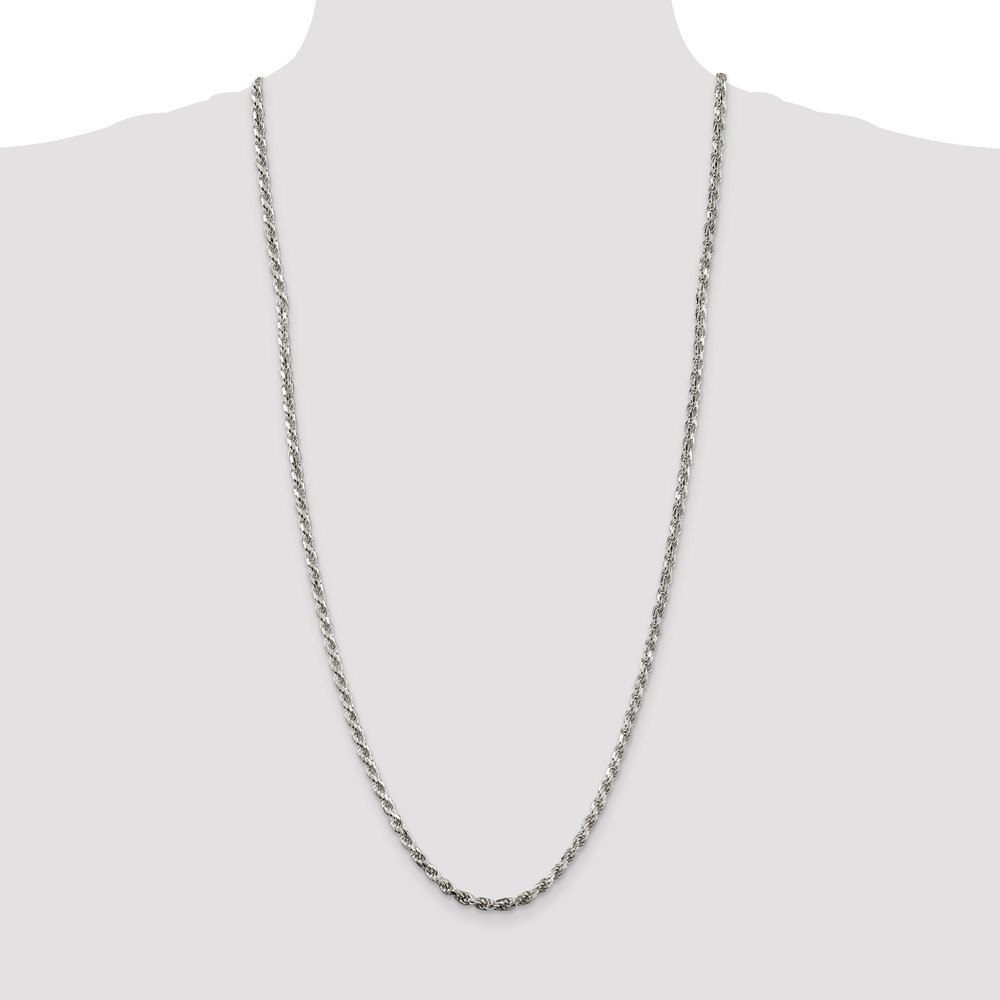 Sterling Silver 3.75mm Diamond-cut Rope Chain (QDC080-30)