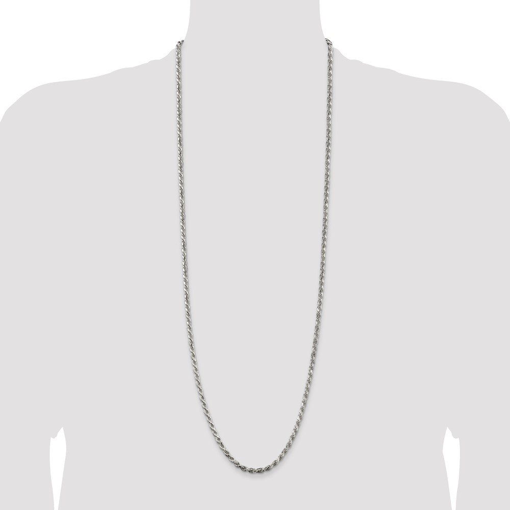 Sterling Silver 3.75mm Diamond-cut Rope Chain (QDC080-36)