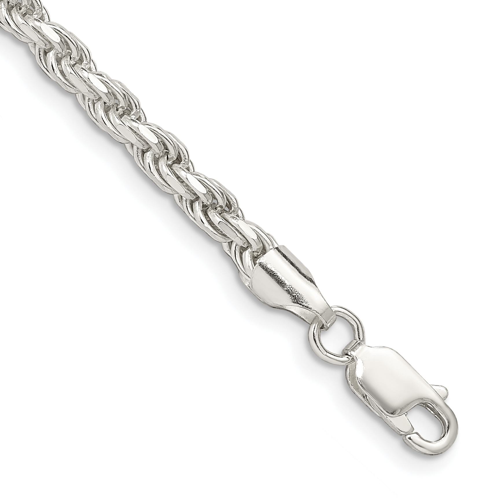 Sterling Silver 3.75mm Diamond-cut Rope Chain (QDC080-10)