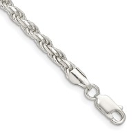 Sterling Silver 3.75mm Diamond-cut Rope Chain view 1