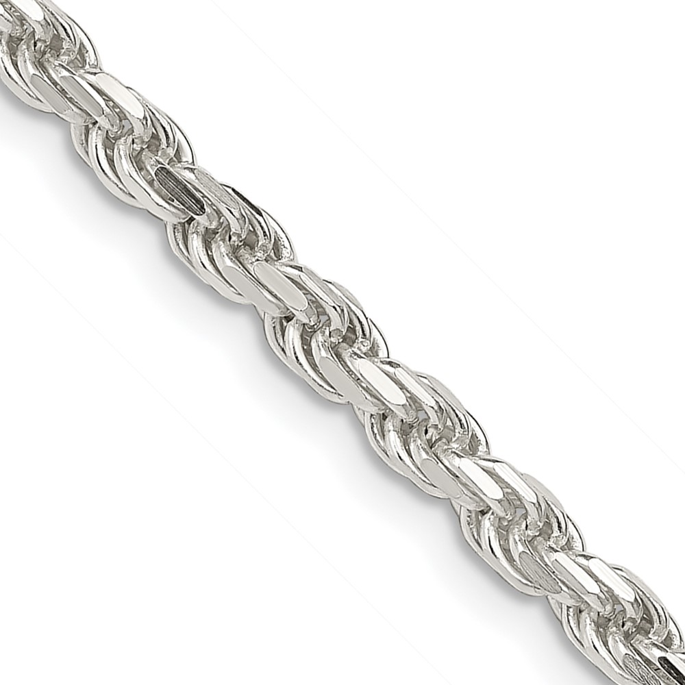 Sterling Silver 3.75mm Diamond-cut Rope Chain (QDC080-18)