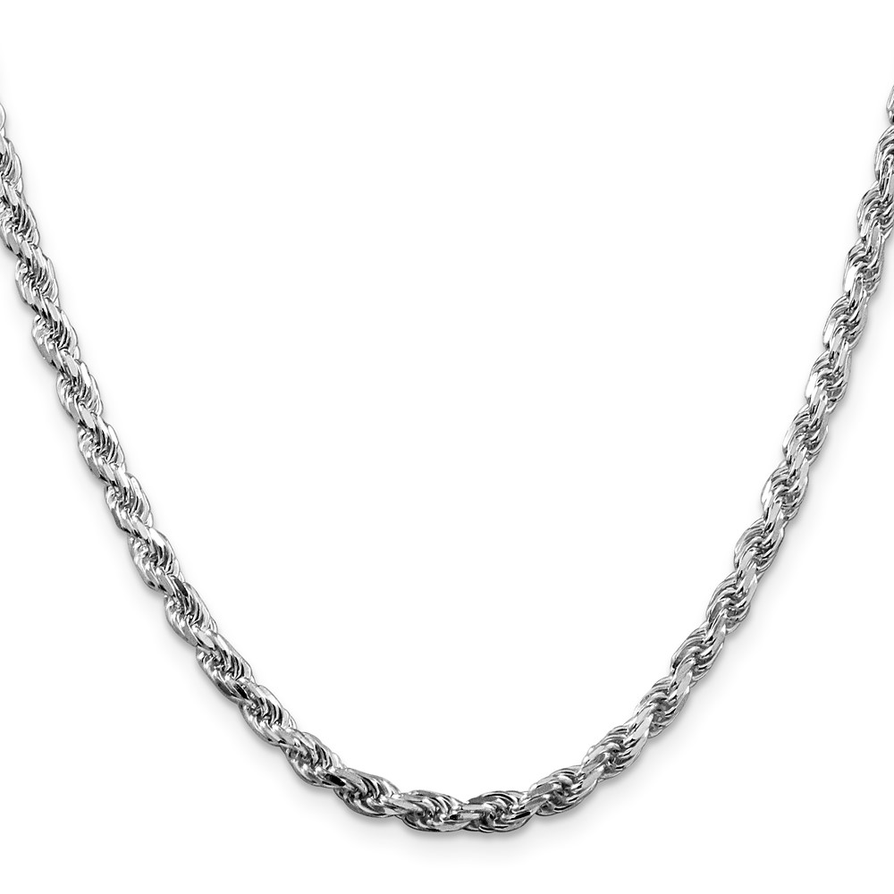 Sterling Silver Rhodium-plated 3.75mm Diamond-cut Rope Chain (QDC080R-20)