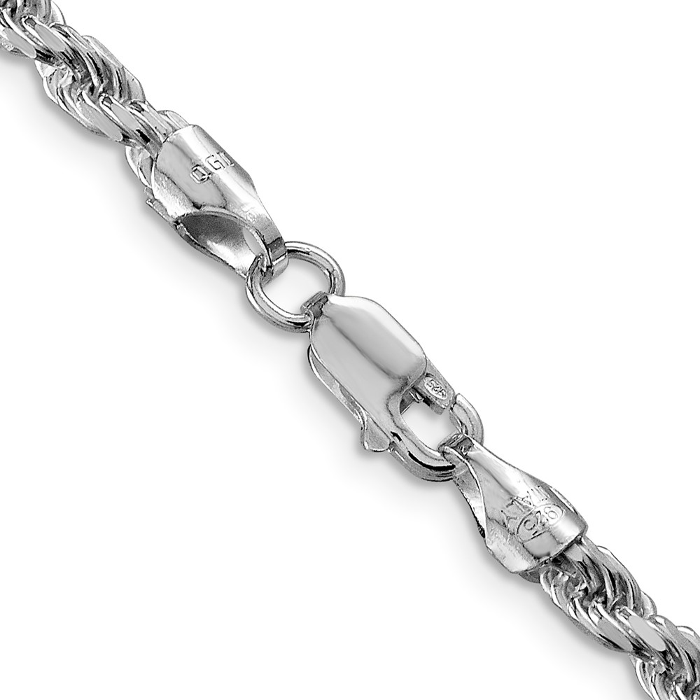 Sterling Silver Rhodium-plated 3.75mm Diamond-cut Rope Chain (QDC080R-20)