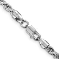 Sterling Silver Rhodium-plated 3.75mm Diamond-cut Rope Chain view 3
