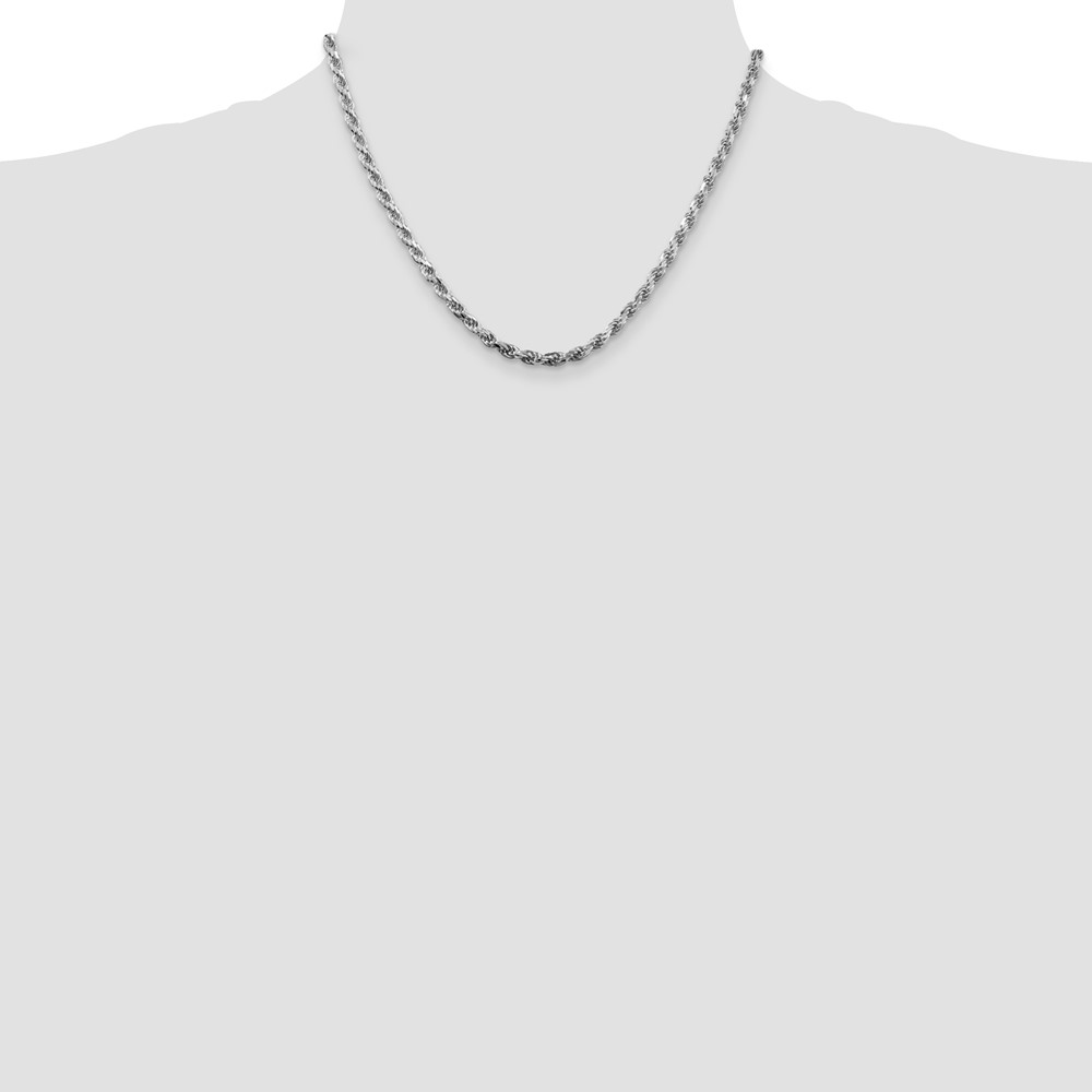 Sterling Silver Rhodium-plated 3.75mm Diamond-cut Rope Chain (QDC080R-18)